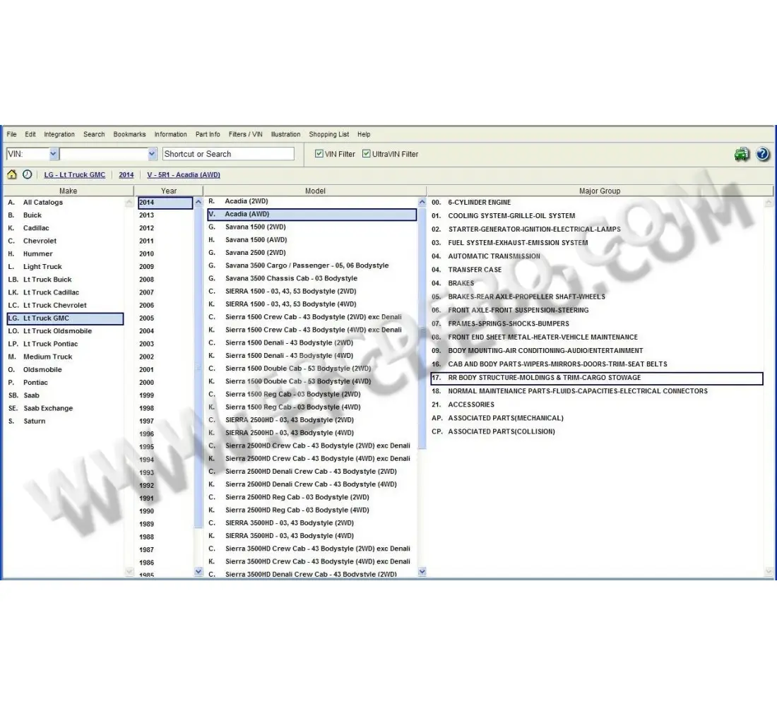 General Motors GM North America epc parts catalog 2014